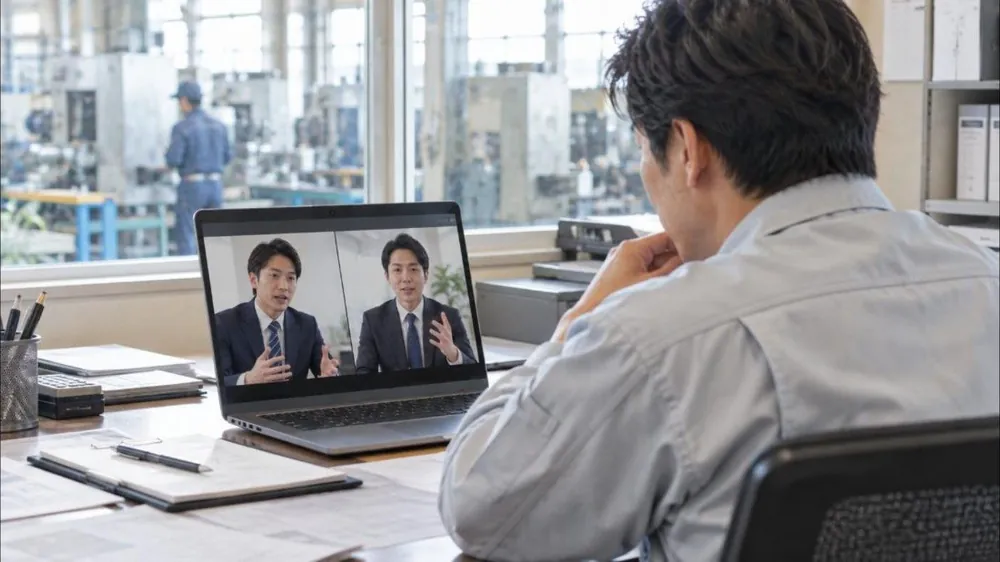 お客様とオンラインで話す営業担当