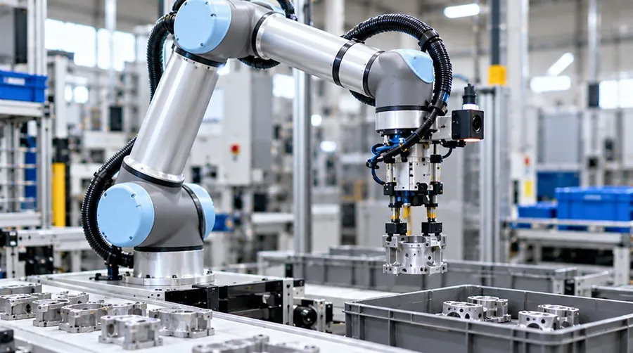 人の隣で作業する協働ロボット