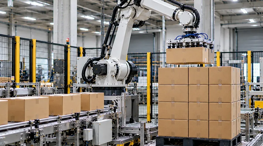 箱を自動で積み付けるロボットパレタイザー