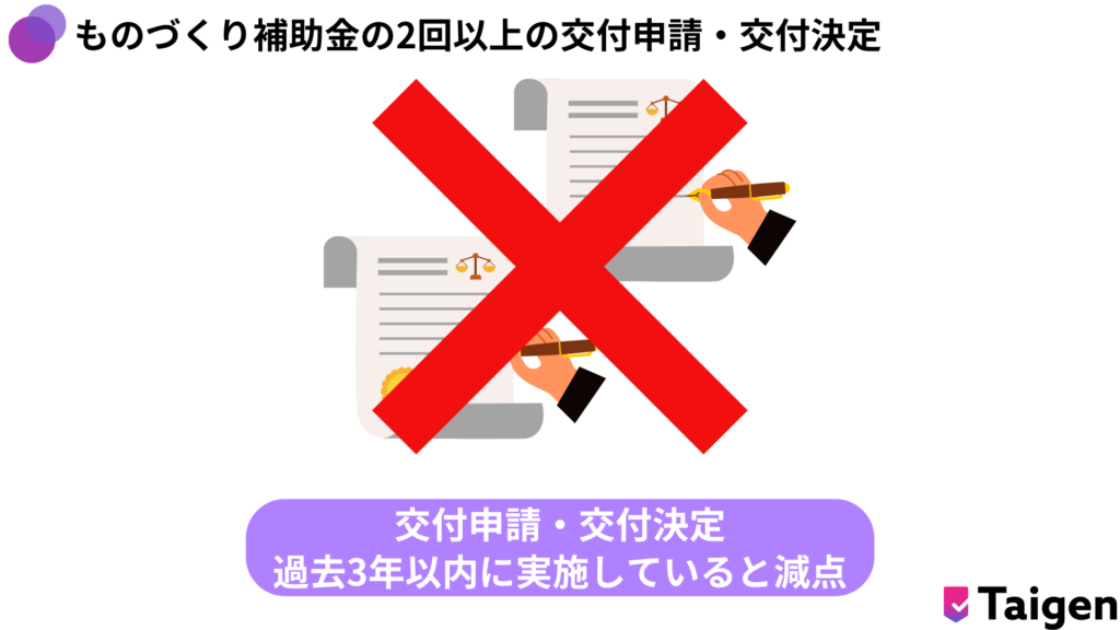 ものづくり補助金の2回以上の交付申請・交付決定は減点項目に関わる