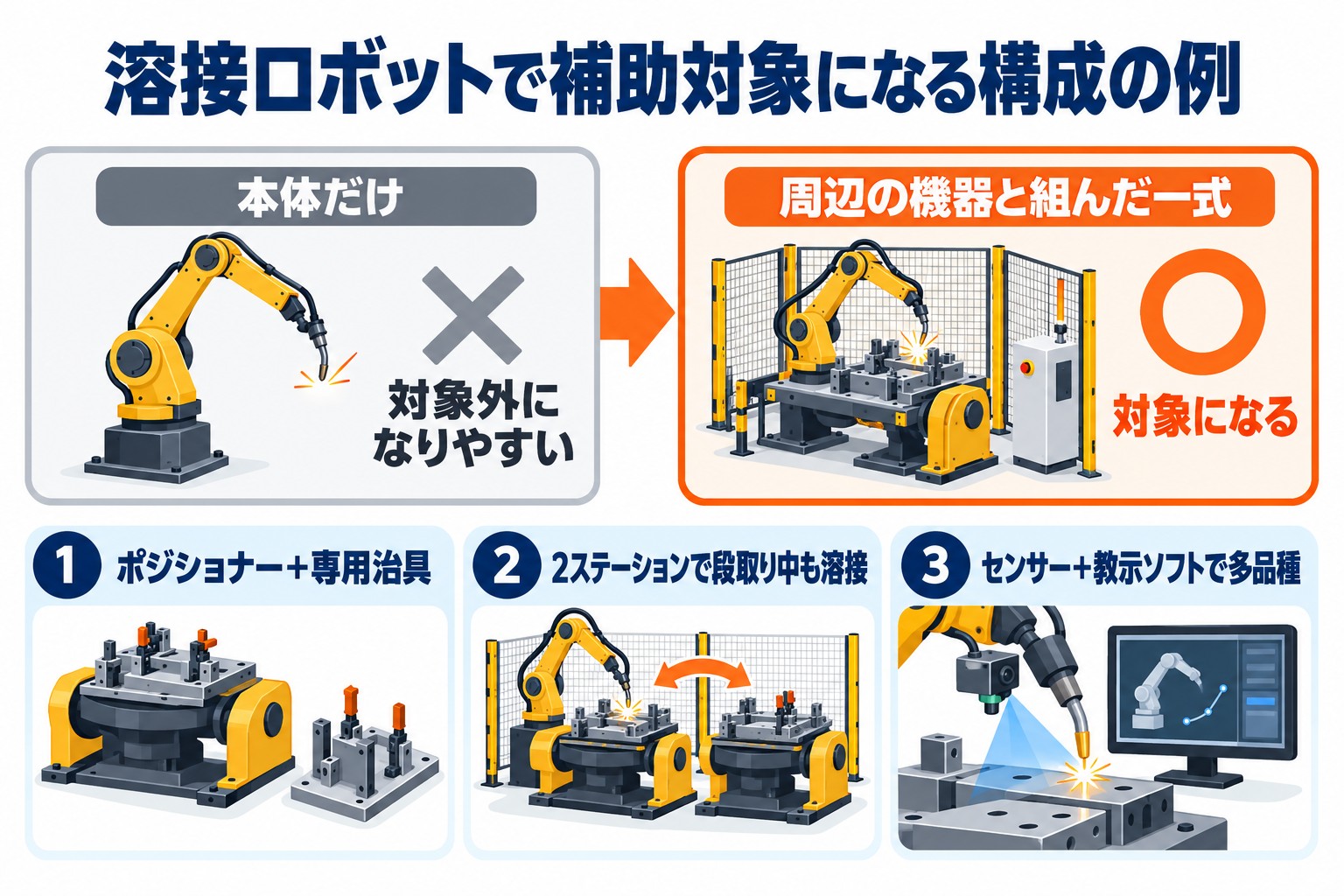 溶接ロボットで補助対象になる構成の例